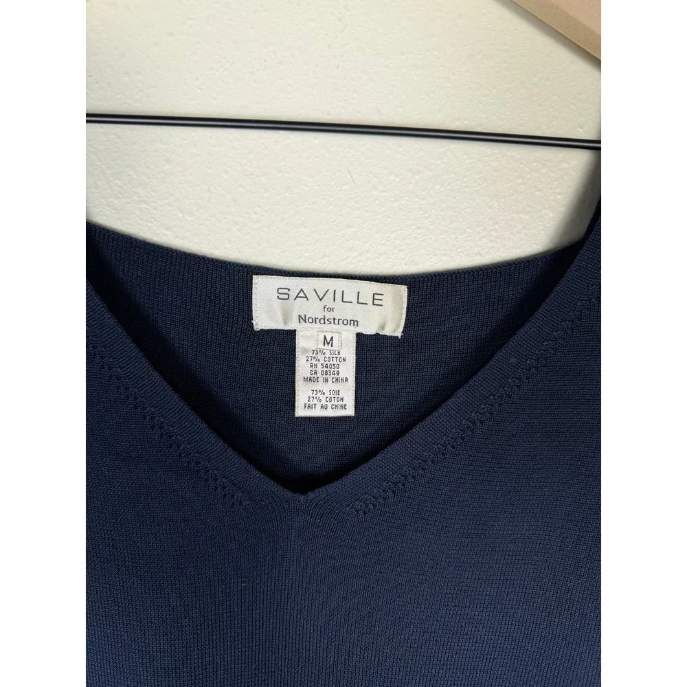 NWT Vtg Quiet Luxury Capsule Saville Tank Women M Navy Silk Blend Knit V-Neck